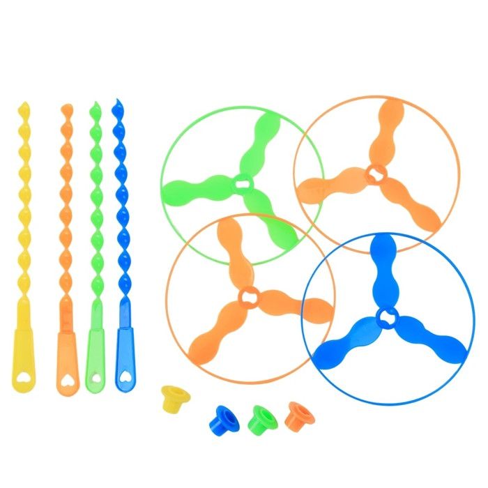 10 Disques Volants Avec Lanceur YUEMING - Jouet Corde Libellule Bambou - Enfants 5+ Ans - Couleurs Aléatoires
