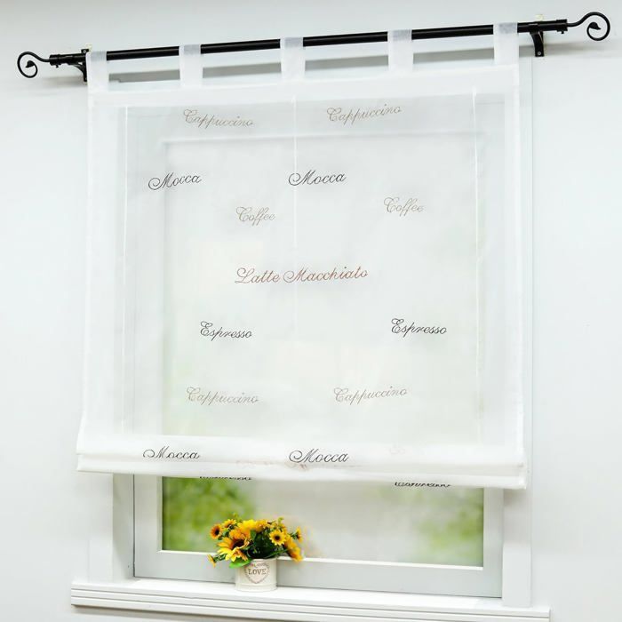 Store Romain Transparent Joyswahl Sophia - Voile Gris Foncé 60x155cm Avec Pattes, Idéal Cuisine Salon Salle De Bain