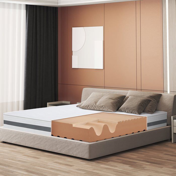 Matelas en mousse antibactérienne - THE WHITE STONE - 240x260 cm - Épaisseur 25 cm - Hypoallergénique - Ferme