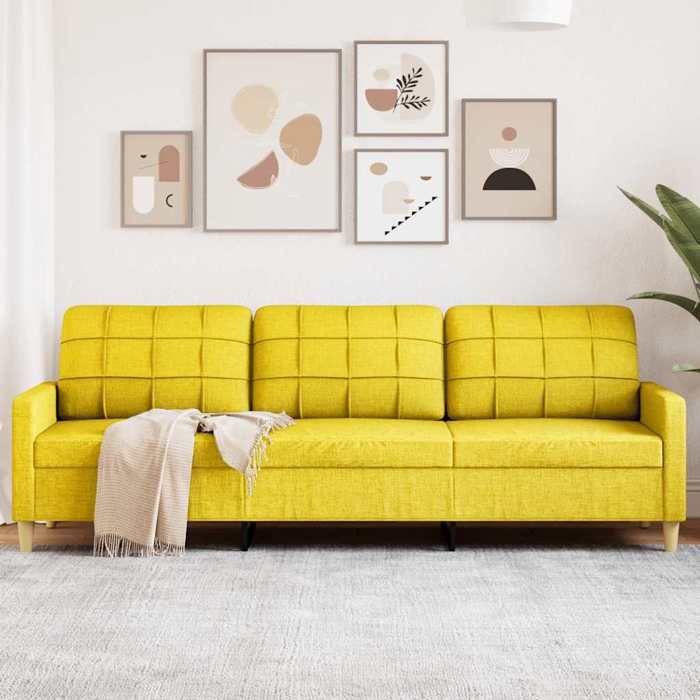 vidaXL Canapé à 3 places Jaune clair 210 cm Tissu