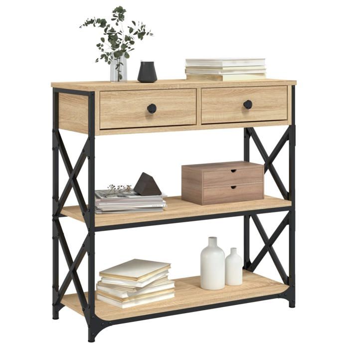 Table dappoint Console Vidaxl chêne sonoma 75x28x75 cm bois dingénierie T52