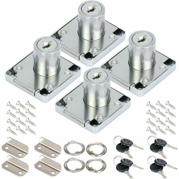 Lot de 22 mm de serrure à came en alliage de zinc pour tiroir darmoire avec clés identiques pour meubles de bureau à domicile