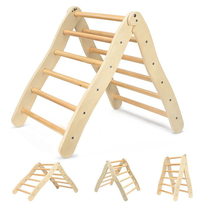 Kotsy Triangle D'escalade Pliable Pour Enfant – Montessori, Hauteur Réglable, Capacité 60 Kg, Bois De Tilleul, Livré Assemblé