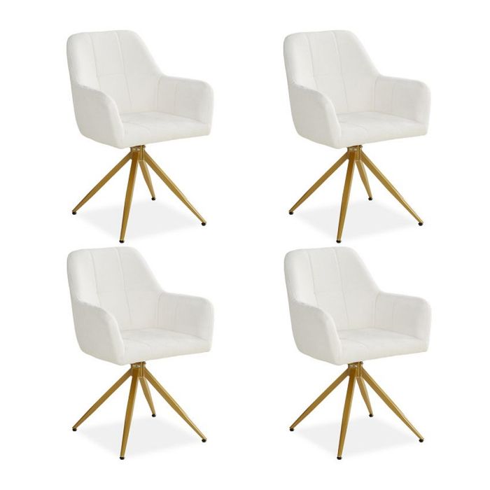 Chaise rembourrée Bouclé Beige Lot de 4 pivotant avec accoudoirs Cuisine Salle à manger Bureau Chaise rembourrée Bouclé Beige Lot de 4 pivotant avec accoudoirs Cuisine Salle à manger Bureau