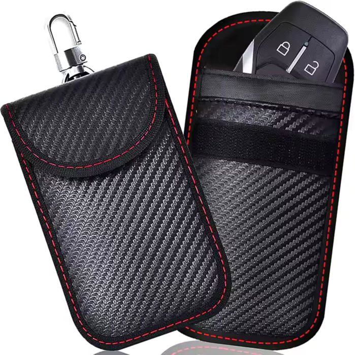 Lot de 2 Étui Anti- Pochettes Blocage Signal Clé Voiture 2025 Faraday Fibre de Carbone - Protection Sécurité Anti-Piratage