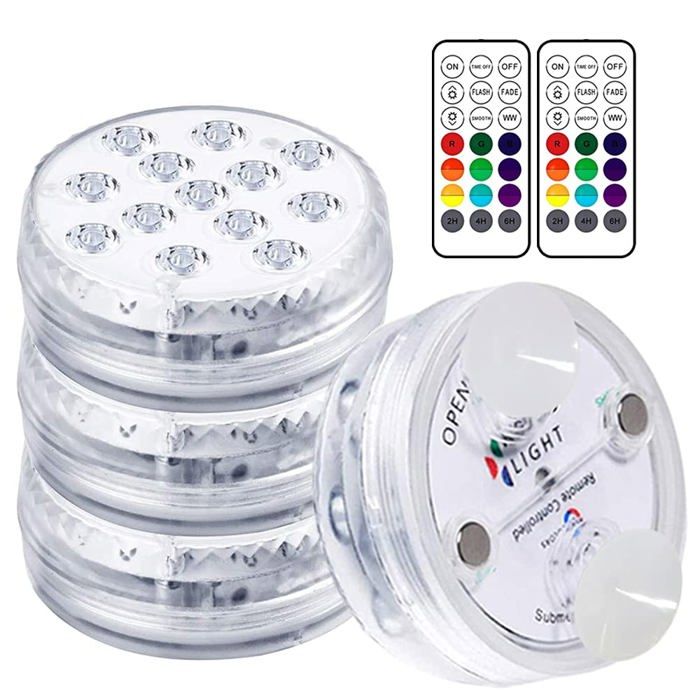 Lampe piscine LED submersible AIMOONSA 16 RGB multicolore IP68 - 4 pcs ventouse & aimant 30–50 h