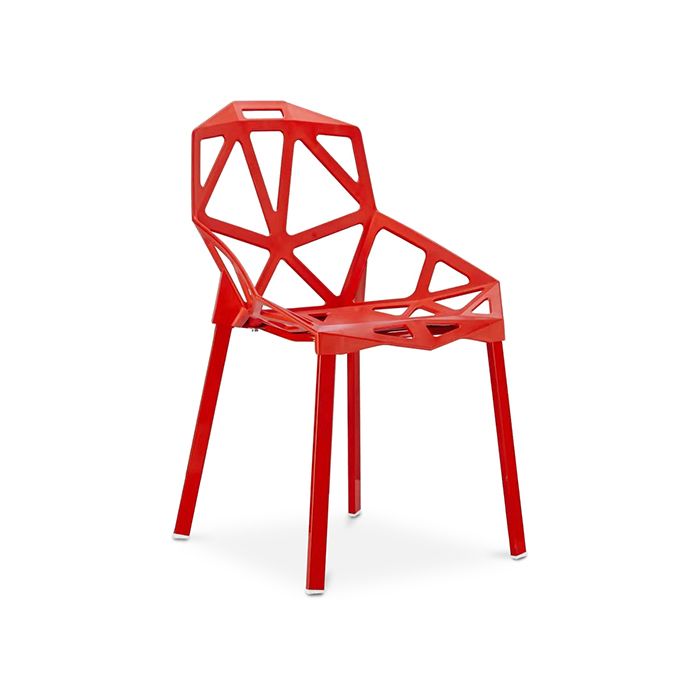 Chaise de salle à manger design Mykonos - PP et métal Rouge