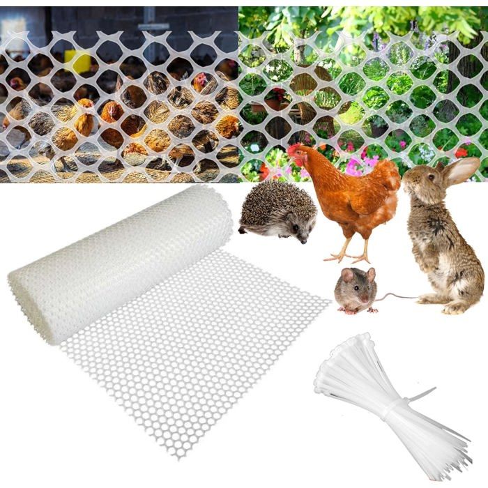 Grillage Clôture Plastique Poulailler 15.7x10 Pieds Blanc Hexagonal Jardin Volaille