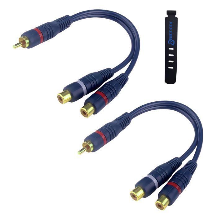 Câble Répartiteur RCA Audio Adaptateur Câble Y Cinch 15cm RCA vers JACK 1 Mâle à 2 Femelle pour Caisson Basses Phono AV (2Pack)