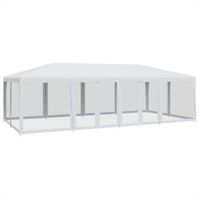 Tente de fête avec parois latérales en maille - vidaxl - 8x4 m - Blanc - PEHD - Résistant à leau - Protection anti-UV