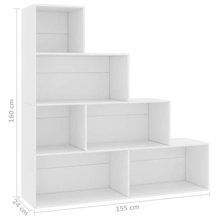 Cabinet de Livre SOLOMOON CHIC Bibliothèque Polyvalente - Pour enfant/adulte - Blanc 155x24x160 cm Bois dingénierie BB1518