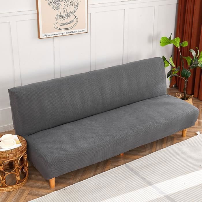 Housse sans Bras JZSH  Housse de Canapé Extensible Elastique Housse Canape lit Housse de Canapé sans Accoudoirs Gris