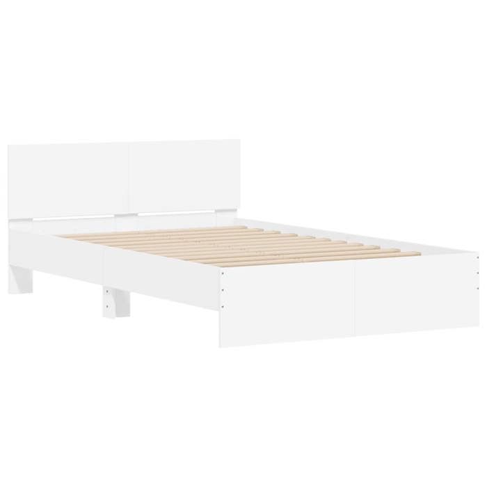 Lit Gris Sommier à lattes - HELLO2026 - Cadre de lit - sans matelas - blanc 120x190 cm FR_8296339