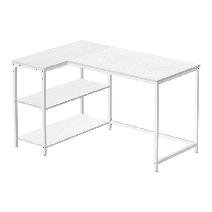 Bureau Gaming en L Réversible avec Rangement Étagères Réglables Table Informatique dAngle 110 x 80 cm Blanc