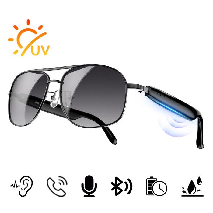 Blackview D1 Pro Lunettes Intelligentes Appels Bluetooth Assistant Vocal Protection UV IPX5 Double batterie 105 mAh Noir