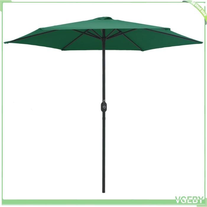Parasol de jardin - FAFEICY - 47344 - 270x246 cm - Vert - Mât aluminium - 6 nervures acier - Anti-UV