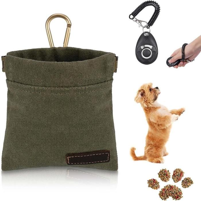 Pochette à friandises pour petit chien pochette de dressage avec clicker sac à friandises mains libres étanche avec mousqueton