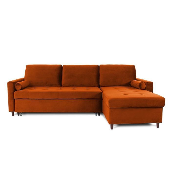 Canapé dangle convertible réversible Claudio en velours terracotta Canapé dangle convertible réversible Claudio en velours terracotta