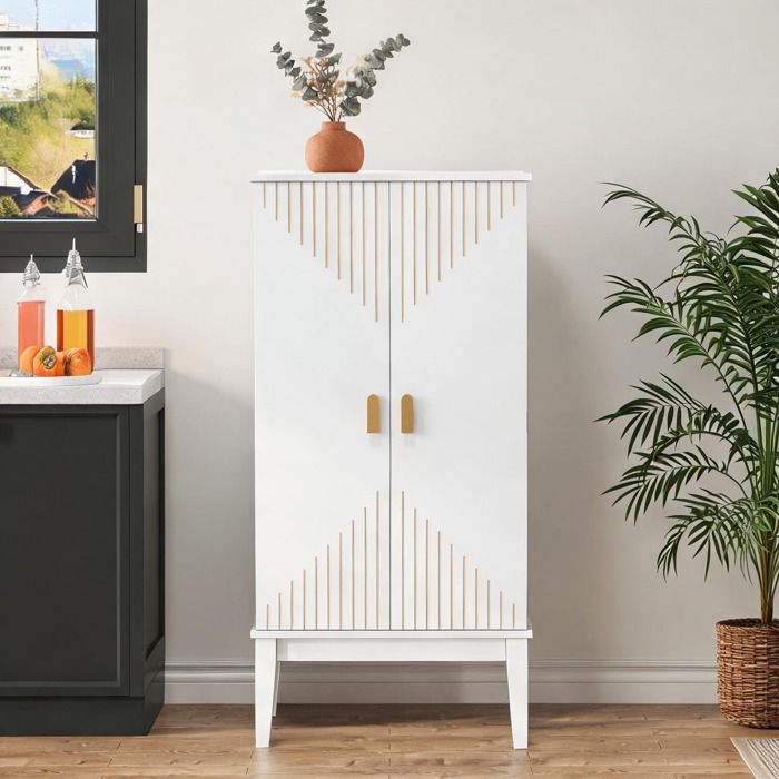 Meuble de rangement haut 2 portes style vintage en MDF soft white 120x59x30 cm buffet polyvalent pour cuisine salle à manger