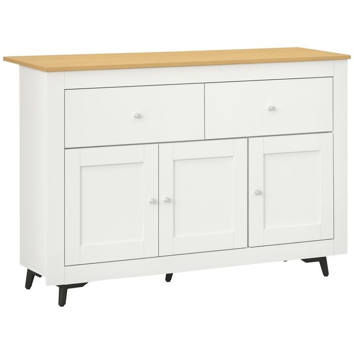 Buffet cuisine - HOMCOM - 2 tiroirs 3 portes et étagère réglable - pour cuisine salle à manger salon - 117 x 35 x 80 cm - blanc Buffet cuisine - HOMCOM - 2 tiroirs 3 portes et étagère réglable - pour cuisine salle à manger salon - 117 x 35 x 80 cm - blanc