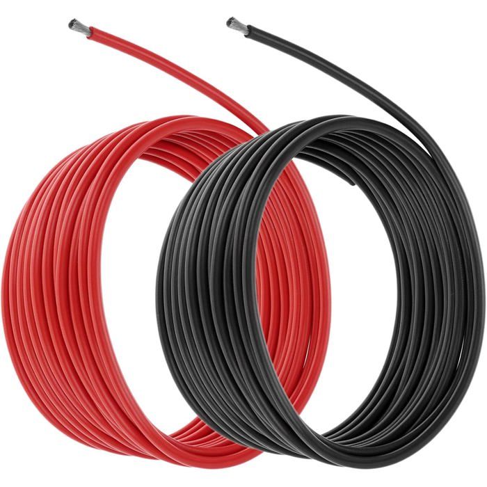 Câble Silicone 12 AWG 3 3 mm² - 3 m Rouge et 3 m Noir - Cuivre Étamé 680 Brins Flexible pour Batterie Voiture RC Marine et Drone
