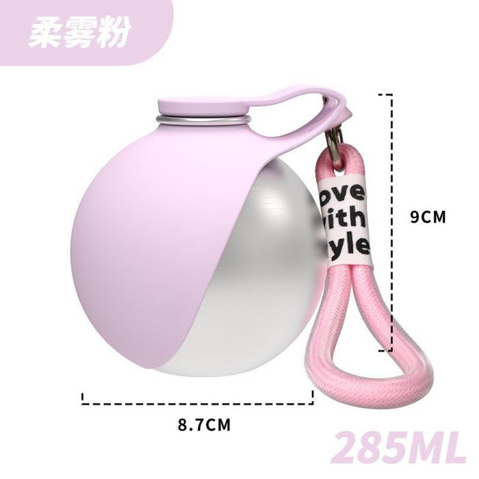 Gourde pour Chien et Chat en Acier Inoxydable 304 Gamelle dEau Portable Pliable avec Cordon Rose