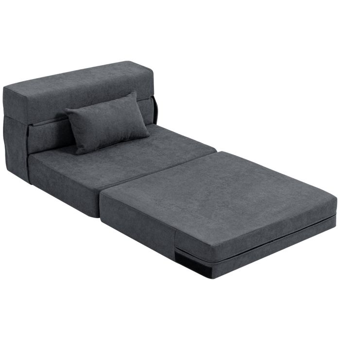 Fauteuil convertible 3 en 1 canapé-lit gris foncé Fauteuil convertible 3 en 1 canapé-lit gris foncé