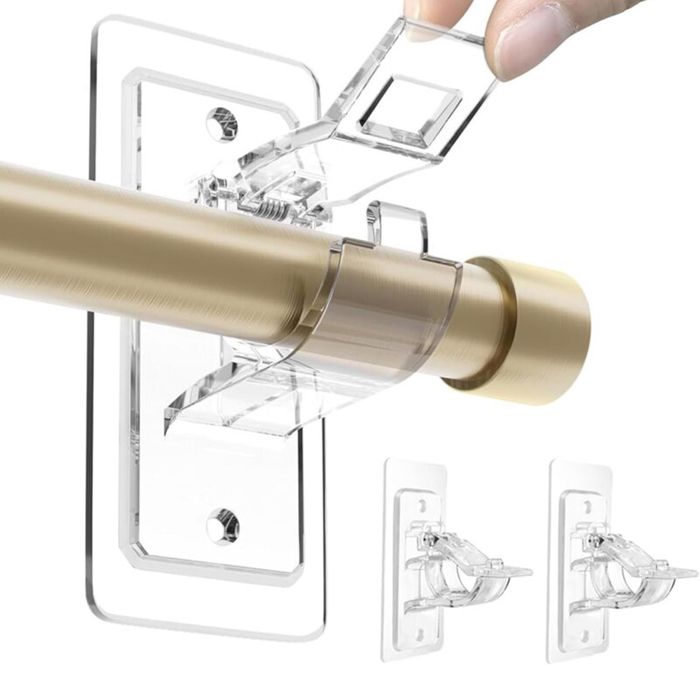 Set of 2 Curtain Rod Holders – No Piercing Damage-Free PET Stickers Nail-Free Adjustable Hooks for ACCESSOIRES FABRICATION MAISON