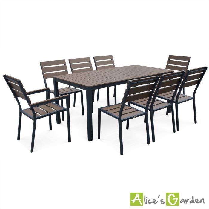 Salon De Jardin Monaco En Bois Composite Et Aluminium Table 180cm