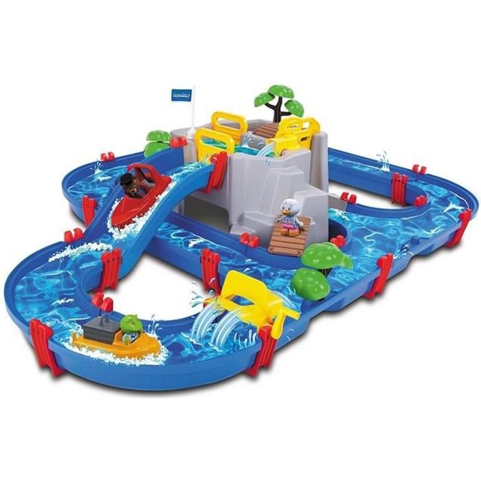 smoby - circuit de jeu d'eau aquaplay - mountain lake - 2 bâteaux + 3 figurines animaux - fabriqué en allemagne - dés 3ans