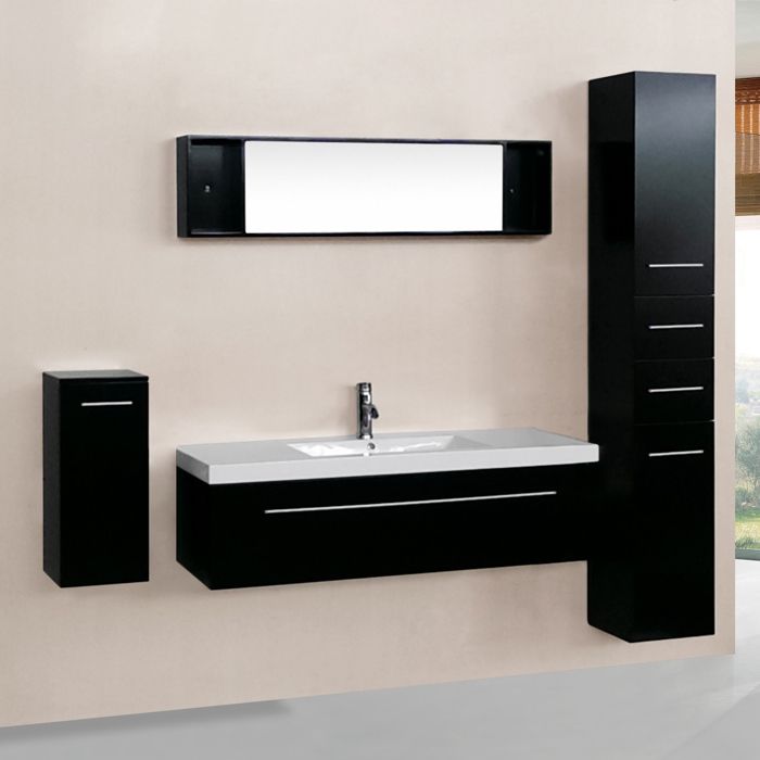 Meuble De Salle De Bain Agathe 1 Vasque 1 Miroir 1 Colonne Wenge Cdiscount Maison