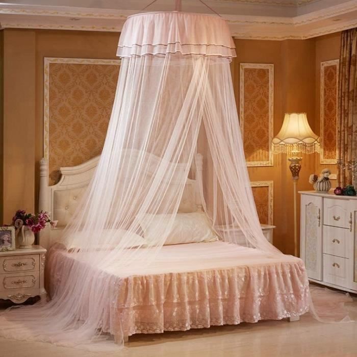 Moustiquaire De Lit à Baldaquin Style Princesse - Taille M (150x200x200 Cm), Polyester Blanc, 3 Ouvertures Latérales, Sans Poteaux