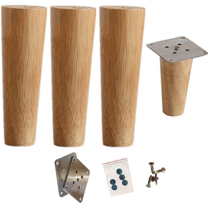 Pieds De Table Réglables En Bois Massif - Lot De 4, 26,2 Cm, Jusqu'à 300 Kg - Idéal Bureau, Table Basse, Meuble TV
