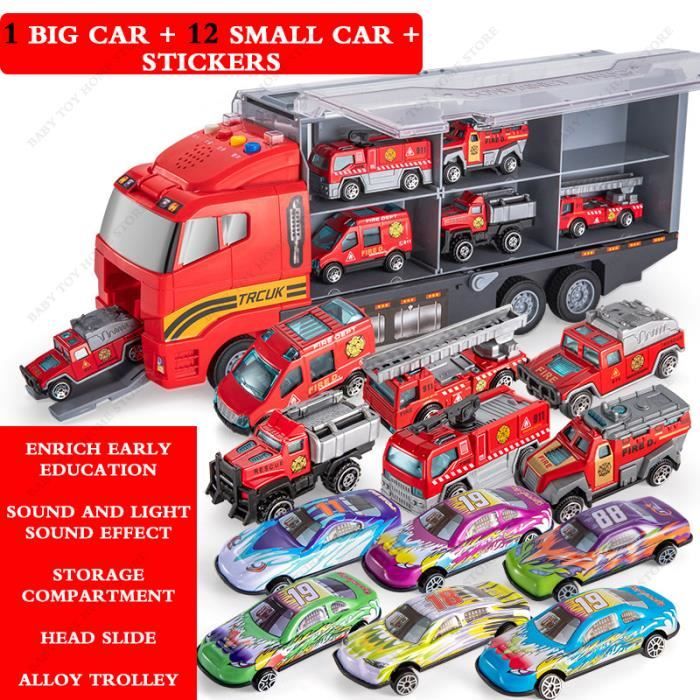 Camion de pompiers 12 voitures - Ensemble de jouets de construction pour  enfants, camion moulé sous pression