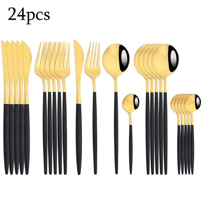 Couvert Doré Evanda Lot De 12 Couteaux De Table Dorés En Acier Inoxydable Plaqué Titane - Couteaux à Beurre De Table - Couteaux à Steak - Passe Au Lave-vaisselle Couverts Dorés
