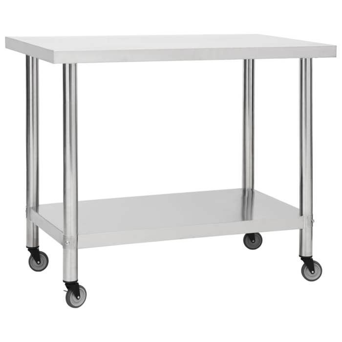 Table De Travail Pliable En Acier Inoxydable 100x60 Cm - Charge 200 Kg - Pour Cuisine, Restauration, Extérieur - 4