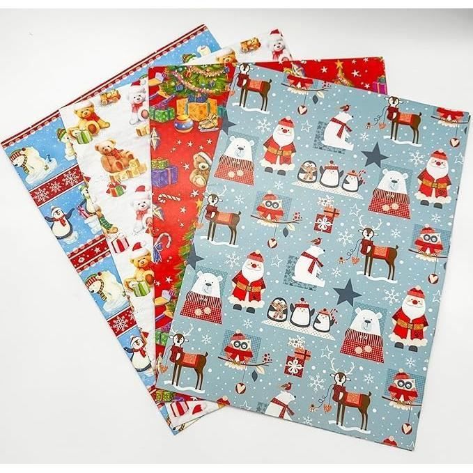 Rouleau Papier Cadeau 6 Feuilles De Papier Cadeau D'anniversaire Pingouins En Chapeaux De Papier Cadeau Chat