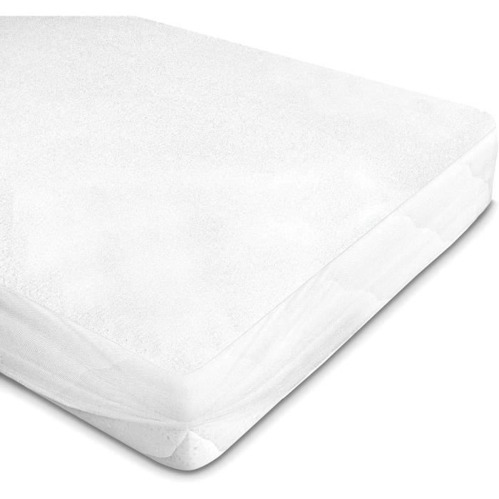 Beedsooth Protège Matelas Imperméable 200x200cm, Alèse Respirant Coton Avec 4 Coins Elastiques Anti-Acarien, Hypoallergénique Silencieux