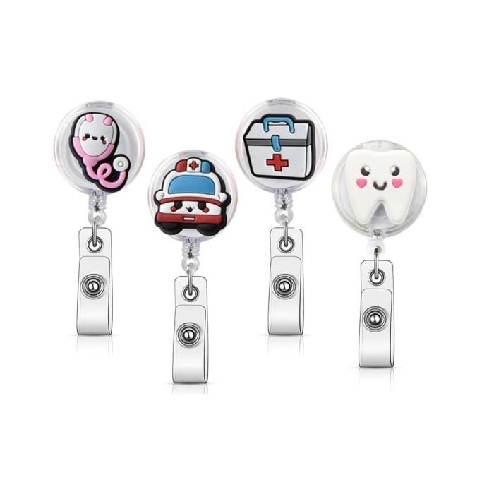 Porte-Badge Rétractable Avec Clip, Porte-Carte Rétractable Pour Enseignant, Médecin, Infirmière