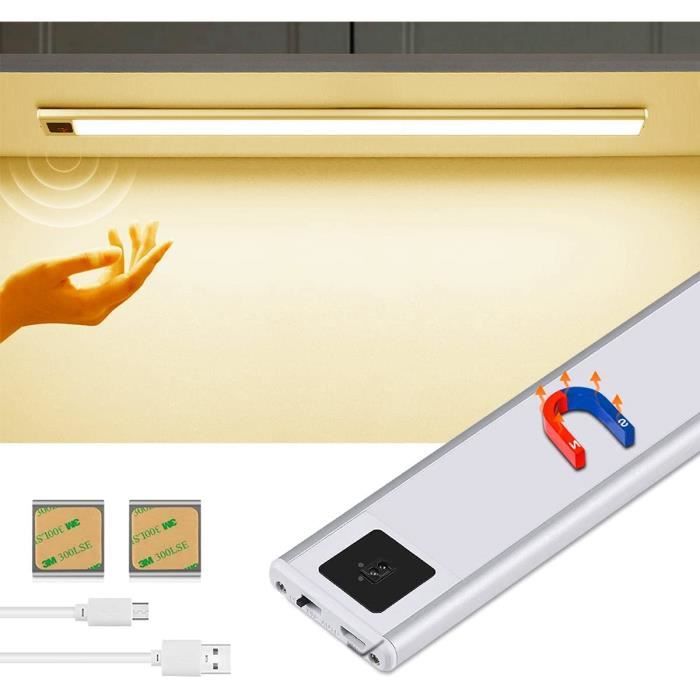 Lampe LED Encastrable Avec Détecteur De Mouvement - Rechargeable USB, Pour Placard, Escalier, Armoire