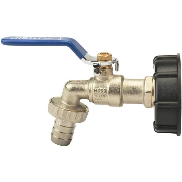 Raccord Robinet Laiton Chromé 90° Sortie 3/4'' - Entrée S60x6 Pour Cuve 1000 L, Cannelure 15 Mm
