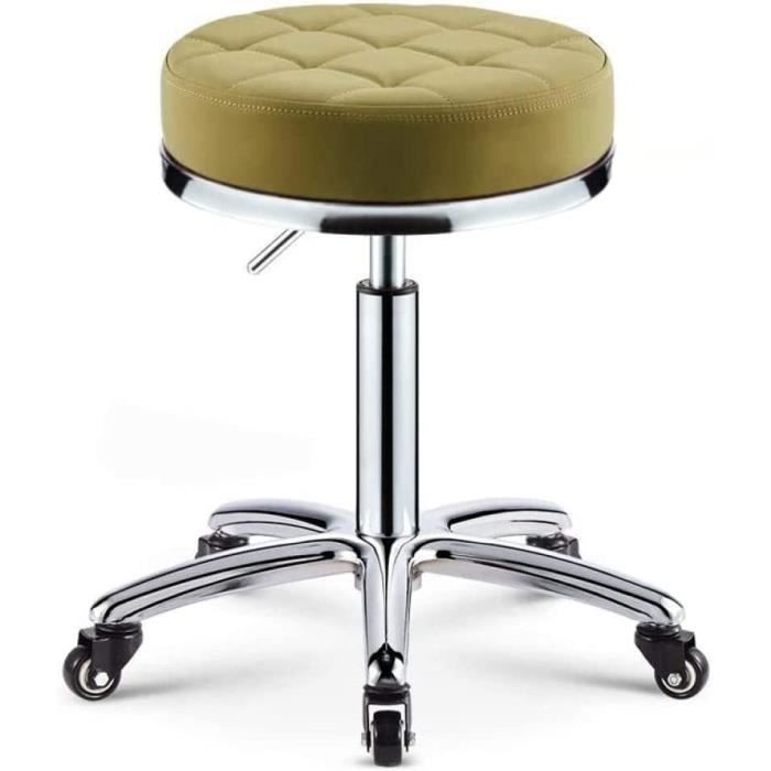 Petit Tabouret Roulant PU Rose 360° – Hauteur 31,5 Cm, Charge 135 Kg – Idéal Massage, Garage, Bureau