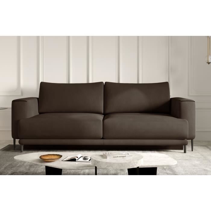 Canapé 3/4 places convertible et espace de rangement - marron - en tissu de qualité DANY Canapé 3/4 places convertible et espace de rangement - marron - en tissu de qualité DANY