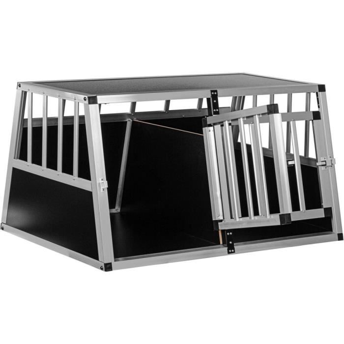 Cage de transport pour chien - PETSTUFF® - 2 portes avec séparation - 89 x 69 x 50 cm - Aluminium MDF