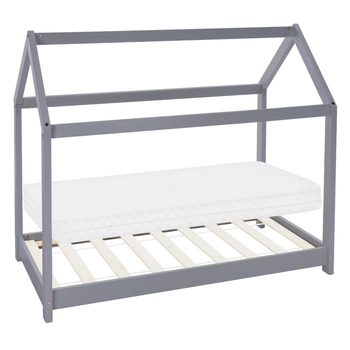 ML-Design Lit dEnfant Forme Maison 70x140 cm Gris Clair avec Matelas à Mousse Froide Sommier à Lattes Housse Amovible Lavable Ca ML-Design Lit dEnfant Forme Maison 70x140 cm Gris Clair avec Matelas à Mousse Froide Sommier à Lattes Housse Amovible Lavable Ca