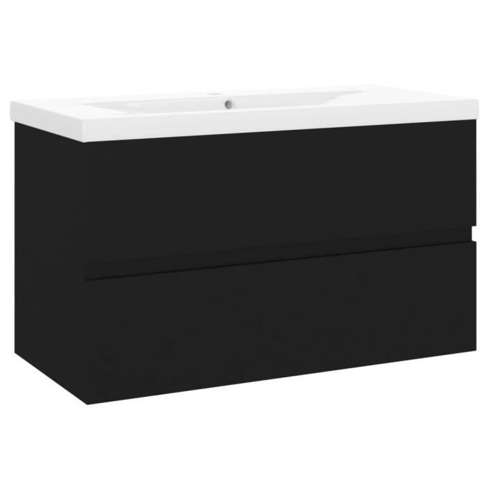 meuble sous lavabo hommie® new - noir - armoire d'évier avec lavabo intégré - haute qualité