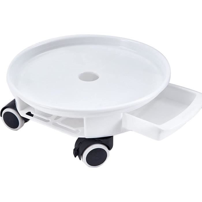 Lot De 2 Supports à Plantes Roulants Avec Plateau En Verre Trempé - Diamètre 28 Cm, 3 Roulettes Pivotantes Dont 1 Freinée - Pour Déplacer Facilement Vos Plantes D'intérieur