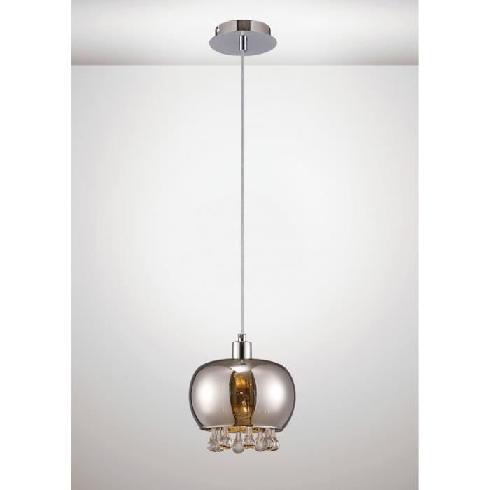 Suspension Petora Single 1 Ampoule E14 Miroir verre/chrome poli/verre