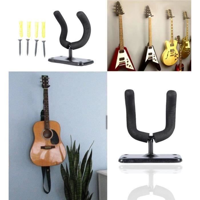 Lot De 2 Supports Muraux Pour Guitare En Noyer - Verrouillage Automatique, Pour Guitare Acoustique/électrique/basse