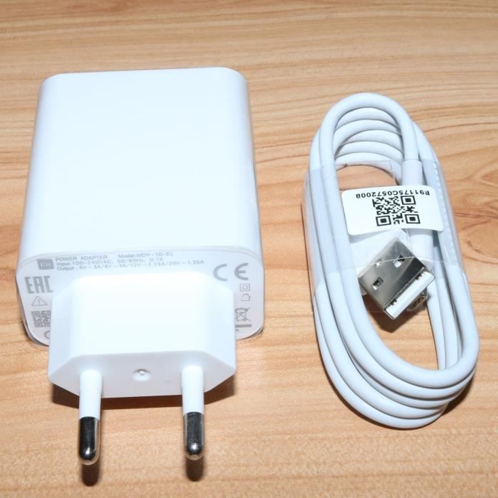 XIAOMI Chargeur 27W Charge Turbo charge rapide QC4 Avec Cable type-c 